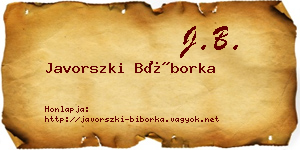 Javorszki Bíborka névjegykártya