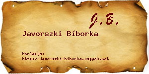 Javorszki Bíborka névjegykártya